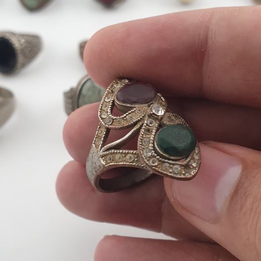 Bohemian Antique Jewellery Bundle 15 Mixed Brass Statement Rings