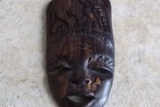 Handcarved Wooden Tribal Mask with Elephant Carving