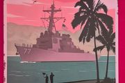 Pearl harbour naval base, vintage style metal sign .