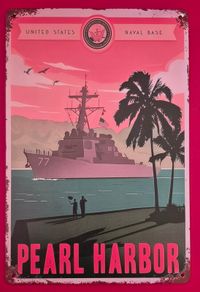 Pearl harbour naval base, vintage style metal sign .