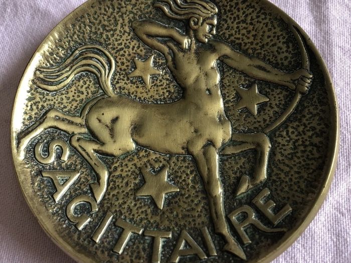 Max Le Verrier (1891-1973) Art-Deco Sagittarius/Sagittaire Zodiac Tray - Patinated Bronze, Signed