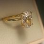 Yellow Gold plated Sterling Silver 3ct. Oval brilliant Diamond Simulant Ring Image 3