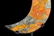 Maligano jasper Crescent Moon Shape - Natural Stone, Metal Stand