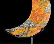 Maligano jasper Crescent Moon Shape - Natural Stone, Metal Stand