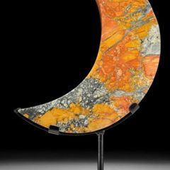 Maligano jasper Crescent Moon Shape - Natural Stone, Metal Stand