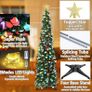 6FT/1.8M Pop Up Tinsel Christmas Tree with 100 Timer Lights & Remote, Collapsible Artificial Pencil Tree Xmas Decoration for Home, Office, Party, USB Powered, Easy Assembly Image 7