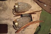 Pair Vintage Mid-Century Plywood &amp; Glass Wall Sconces (1960s/70s)