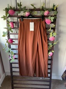 trousers Bnwt Zara wrap over front trousers size small rust brown shade