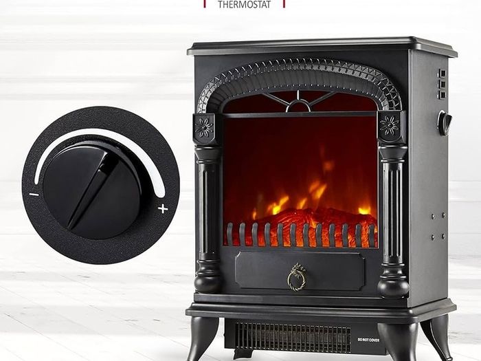 SALE Electric Fireplace Stove Heater with Log Wood Burner Effect - with Fire Flame Effect, Arch Design, Freestanding Portable, Wood Burning LED Light - 1750-1950 watts