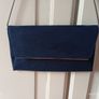 Navy Faux Suede Clutch With Detachable Chain Image 3