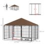 Outdoor Dog Kennel Puppy Play Pen with Canopy Garden Playpen Fence Crate Enclosure Cage Rotating Bowl 211 x 141 x 151 cm Image 2
