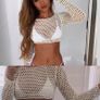 Cream bikini with matching beach top Image 7