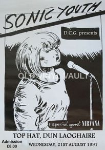 Nirvana Vintage Concert Poster Top Hat,Dublin, Ireland 1991 Replica