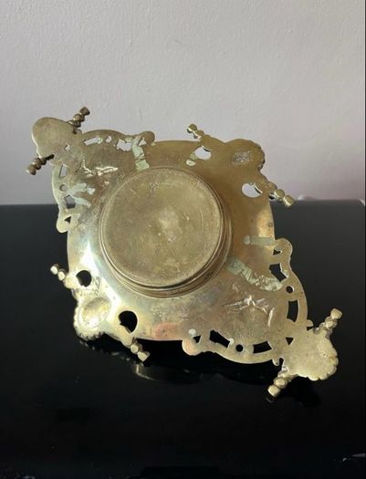 Vintage brass inkwell