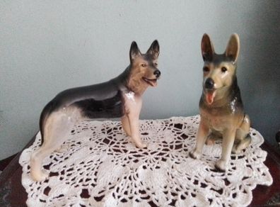 large Slyvac German Sheppard Dog Figurine+ Another