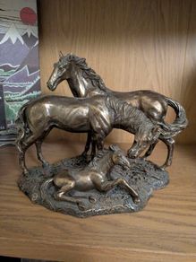 Veronese Design Majestic Mare and Foal Bronze Finish Horse Sculpture