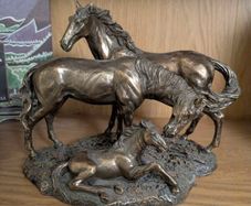 Veronese Design Majestic Mare and Foal Bronze Finish Horse Sculpture