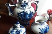 Russian Gzhel handmade and hand painted tea set