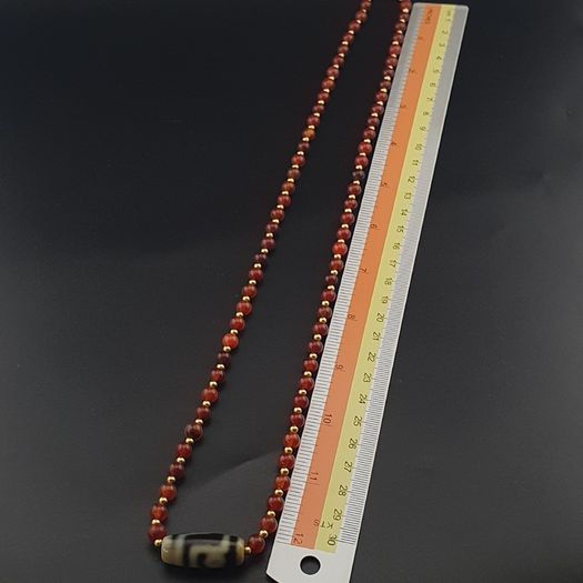 Vintage Carnelian Agate From Mali With Himalayan 1 Eyes Tibetan Agate Dzi Pendant Necklace