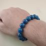 Deep Ocean Blue Apatite Bracelet Polished Round Beads Image 5