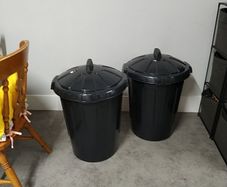 Pair of 80L Heavy Duty Black Plastic Bins with Lids