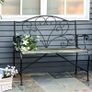 2-Seater Garden Bench Solid Metal Loveseat Imitated Rattan Pattern Vintage Style for Patio Porch Tarrace Image 2