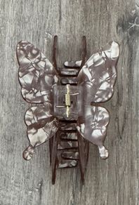 Marble Pattern Brown Long Butterfly Claw Clip