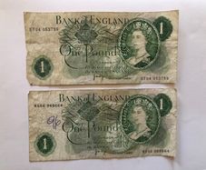2 x Bank Of England One Pound Notes
