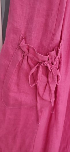 Claire DK pink linen summer with double front pocket details Sz 40 (Fit 10-12UK) - Rrp 99 (New)
