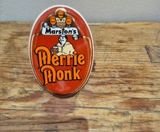 vintage Marston's Merrie Monk ceramic beer pump clip badge
