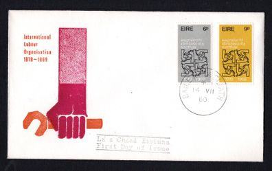 1969 Ireland 50th Anniversary of The International Labour Organisation Commemorative Stamps Illustrated First Day Cover (FDC)