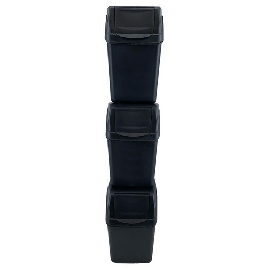 BRAND NEW Set of 3 recycling cubes with capacity of 75 litres of compartment in black color