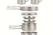 8 pieces camping cookware set. Compact and lightweight