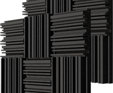 Thick Acoustic Foam Panels, 30 X 30 X 5 cm 12 Pcs Broadband Sound Absorbing Foam, Dense Soundproof Padding Tile, Recording Studio Foam Absorber, Groove Decorative 3D Wall Ceiling Panel