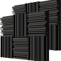 Thick Acoustic Foam Panels, 30 X 30 X 5 cm 12 Pcs Broadband Sound Absorbing Foam, Dense Soundproof Padding Tile, Recording Studio Foam Absorber, Groove Decorative 3D Wall Ceiling Panel