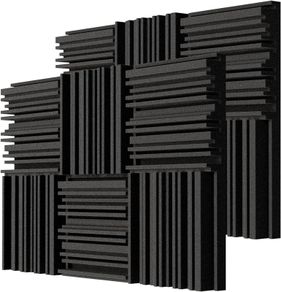 Thick Acoustic Foam Panels, 30 X 30 X 5 cm 12 Pcs Broadband Sound Absorbing Foam, Dense Soundproof Padding Tile, Recording Studio Foam Absorber, Groove Decorative 3D Wall Ceiling Panel