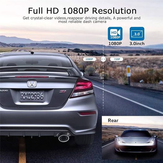 FREE EXPRESS SHIPPING Dash Cam Front and Rear 1080P Full HD Dual Dashboard Camera Dashcam for Cars 170 Wide Angle HDR with 3.0" LCD Display Night Vision Motion Detection and G-sensor