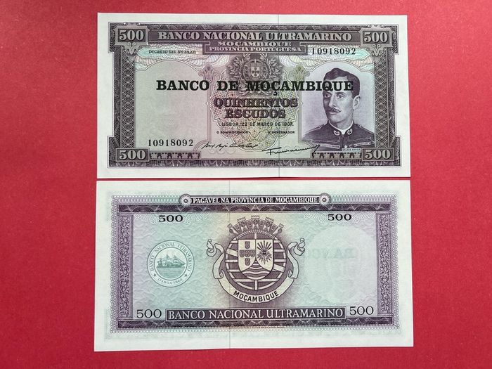 Mozambique  500 Escudos  1967    (UNCIRCULATED ) Overprint.