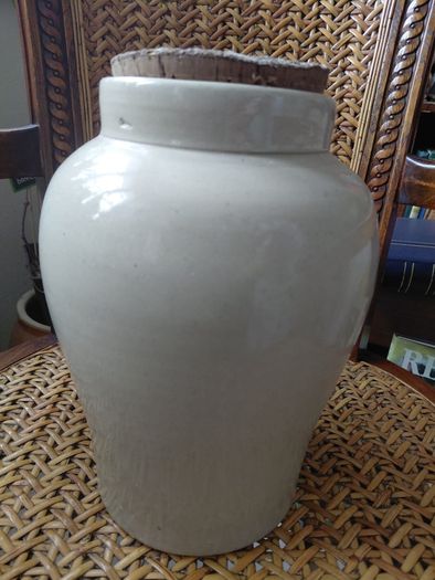 antique Royal Doulton glazed pot with cork lid