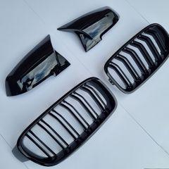 Brand New F30 F31 Black Kidney Grilles & Mirror Covers Set