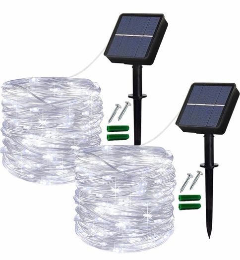 Solar Fairy Lights Outdoor, 2 Pack 12M/40Ft 120LEDs Solar String Lights, 8 Modes Waterproof solar Garden Lights Indoor/Outdoor (MULTIPLE COLOURS)