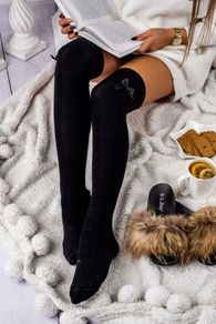 WOMEN'S cotton thigh highs with a BOW