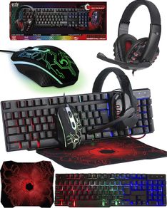Gaming Keyboard and Mouse and Mouse pad and Gaming Headset, Wired LED RGB Backlight Bundle for PC Gamers Users - 4 in 1 Gift Box Edition