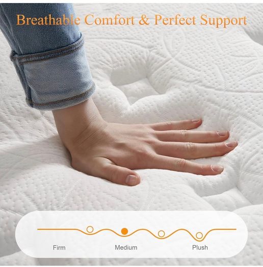 Kingsize Mattress 150x200 25cm Hybrid 5ft Mattress with Memory Foam & Pocket Springs 8-Layer 7-Zone Orthopaedic Euro Top Medium Firm for Pressure Relief & Motion Isolation(Yellow)
