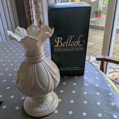 Belleek Fine Parian China vase with original box