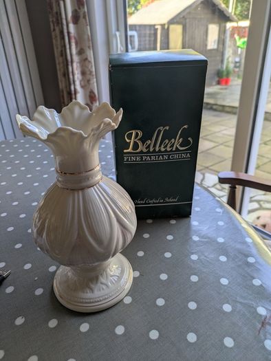 Belleek Fine Parian China vase with original box