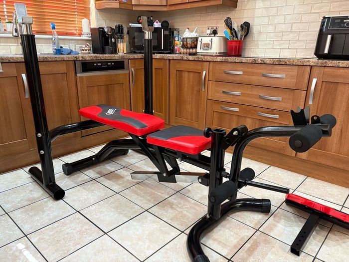Fantastic Gym Weightlifting Set, Squat Rack, Bench, Preacher, Leg Developer, Weights, Bars + More!!