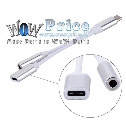 4751 2 in 1 USB Type C to 3.5mm Audio Charger Adapter Cable Headphones