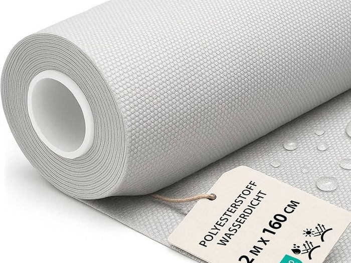 Waterproof fabric by the meter 2 M x 160 cm Durable outdoor material ideal for cushions curtains furniture covers garden seating and sewing projects Light Grey Oeko-Tex certified