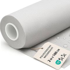 Waterproof fabric by the meter 2 M x 160 cm Durable outdoor material ideal for cushions curtains furniture covers garden seating and sewing projects Light Grey Oeko-Tex certified